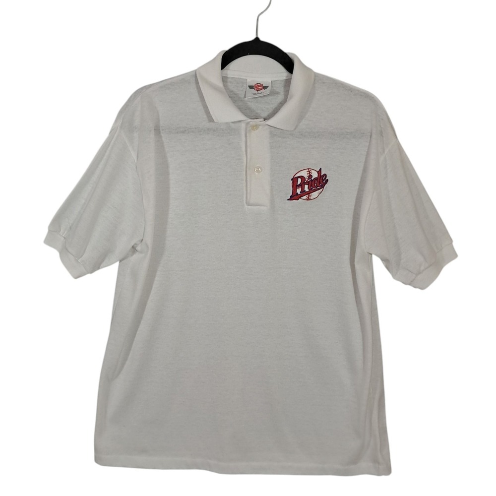 Vintage American Polo Shirt Large Short Sleeve Off White Baseball Single‎ Stitch - Picture 2 of 13